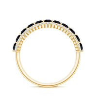 Natural Black Spinel Diamond Half Eternity Ring for Anniversary