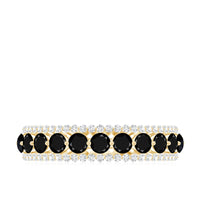 Natural Black Spinel Diamond Half Eternity Ring for Anniversary