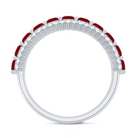 Natural ruby and diamond half eternity anniversary ring for women by Rosec Jewels, showcasing sparkling gemstones and elegant design.