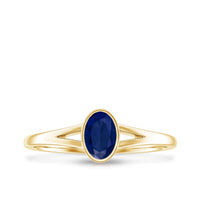 Natural 0.6 Carat Oval Shape Blue Sapphire Promise Ring with Split Shank