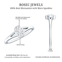 Bezel Set Oval Cut Moissanite Promise Ring in Split Shank