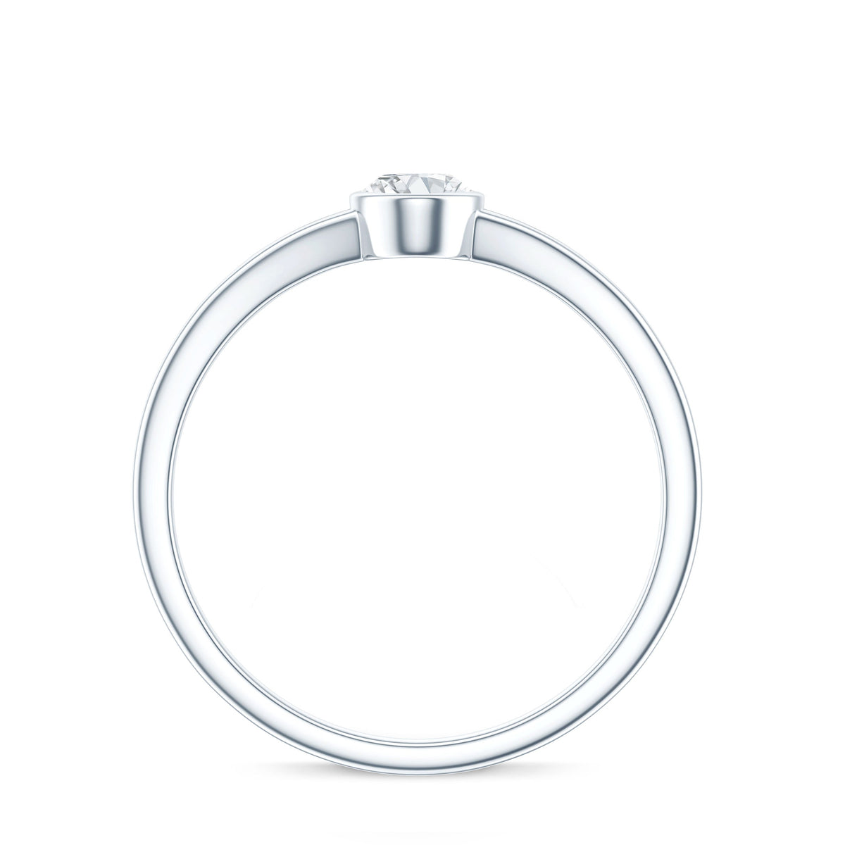 Bezel Set Oval Cut Moissanite Promise Ring in Split Shank