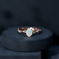 1.2 Carat Natural Opalescent Oval Engagement Ring with Diamond Braided Shank