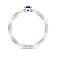 Certified 0.6 Carat Oval Lab Grown Blue Sapphire Engagement Ring with Diamond Braided Shank