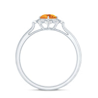 Vintage Inspired Citrine Engagement Ring with Diamond Halo