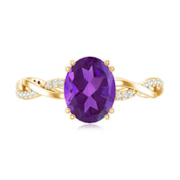 2.5 Carat Amethyst Oval Engagement Ring with Diamond Braided Shank
