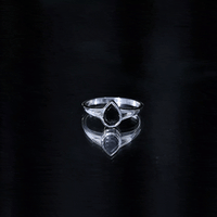 Bezel Set Black Onyx Pear Engagement Ring in Split Shank