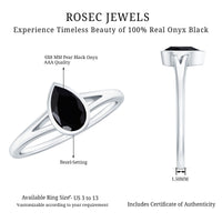 Bezel Set Black Onyx Pear Engagement Ring in Split Shank
