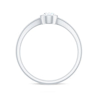 Bezel Set Pear Shaped Moissanite Promise Ring in Split Shank