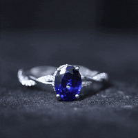 Certified 4 Carat Lab Grown Blue Sapphire Oval Engagement Ring with Diamond Braided Shank