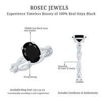 Oval Shaped 1.7 Carat Black Onyx and Diamond Braided Engagement Ring
