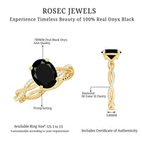 Oval Shaped 1.7 Carat Black Onyx and Diamond Braided Engagement Ring