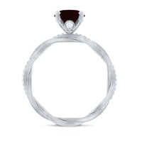 Natural 8X10mm Garnet Big Engagement Ring with Diamond Braided Shank