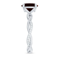 Natural 8X10mm Garnet Big Engagement Ring with Diamond Braided Shank