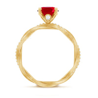Oval Shaped Lab Ruby and Diamond Braided Engagement Ring