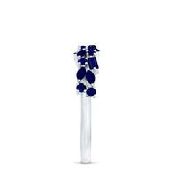 Natural Blue Sapphire Half Eternity Anniversary Ring for Women