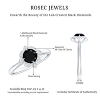 Vintage Looking 0.8 Carat Lab Grown Black and White Diamond Engagement Ring