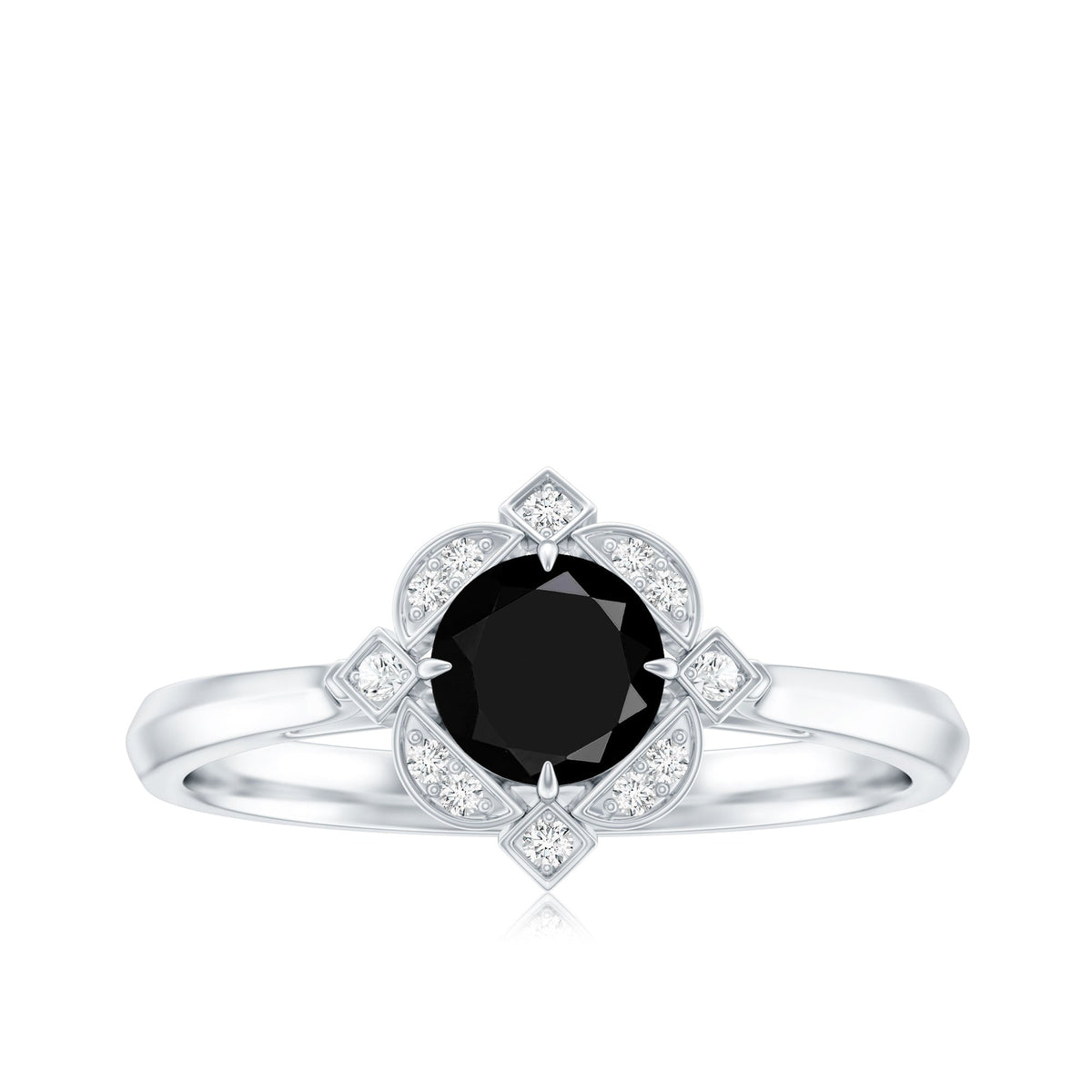 Vintage Looking 0.8 Carat Lab Grown Black and White Diamond Engagement Ring