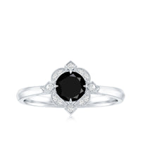 Vintage Looking 0.8 Carat Lab Grown Black and White Diamond Engagement Ring