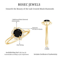 Vintage Looking 0.8 Carat Lab Grown Black and White Diamond Engagement Ring