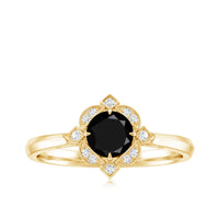 Vintage Looking 0.8 Carat Lab Grown Black and White Diamond Engagement Ring