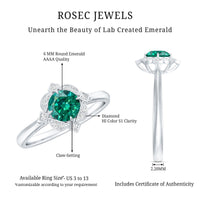 Lab Grown Emerald and Diamond Art Deco Engagement Ring