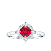 Certified Lab Created Ruby and Diamond Vintage Looking Engagement Ring