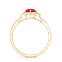 Certified Lab Created Ruby and Diamond Vintage Looking Engagement Ring