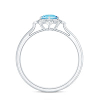 Vintage Inspired Aquamarine and Diamond Engagement Ring with Certificate