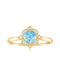 Vintage Inspired Aquamarine and Diamond Engagement Ring with Certificate