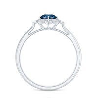 Round Cut London Blue Topaz and Diamond Flower Engagement Ring