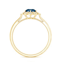 Round Cut London Blue Topaz and Diamond Flower Engagement Ring