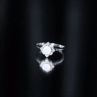Real Ethiopian Opal Vintage Looking Engagement Ring with Diamond