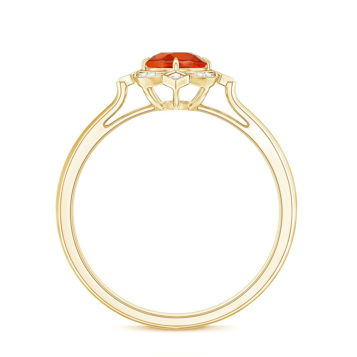 Vintage 1/2 CT fire opal and diamond engagement ring by Rosec Jewels, showcasing intricate metalwork and colorful gemstone details.