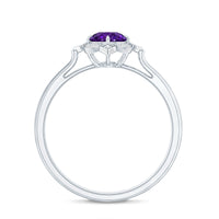 Vintage looking Amethyst Engagement Ring with Diamond for Women