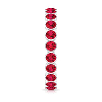 Round Lab Created Ruby Full Eternity Ring in Prong Setting