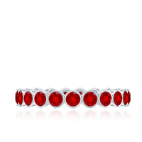 Round Lab Created Ruby Full Eternity Ring in Prong Setting