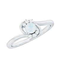 Rosec Jewels 1/2 CT moonstone and diamond bypass promise ring showcasing sparkling gemstones and elegant design.