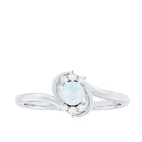 Moonstone and diamond bypass promise ring by Rosec Jewels featuring 1/2 ct total weight, elegant design, and sparkling gemstones.