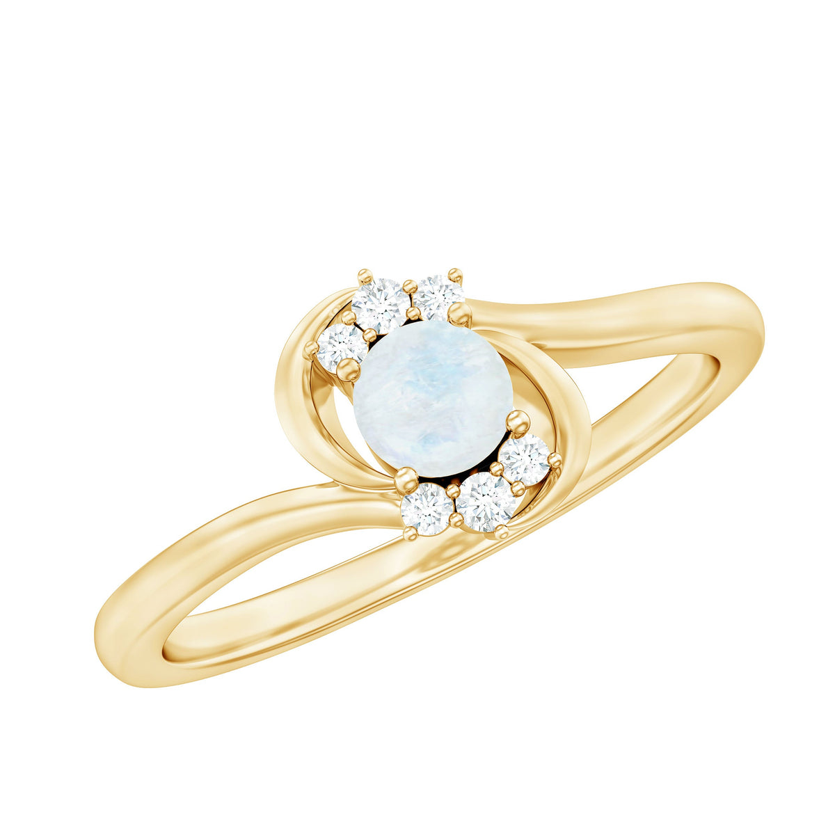 Moonstone and diamond bypass promise ring by Rosec Jewels featuring 1/2 CT moonstone and sparkling diamonds in a stylish ring design