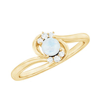 Moonstone and diamond bypass promise ring by Rosec Jewels featuring 1/2 CT moonstone and sparkling diamonds in a stylish ring design