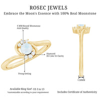 Rosec Jewels 1/2 CT moonstone and diamond bypass promise ring with elegant design and sparkling gemstones.