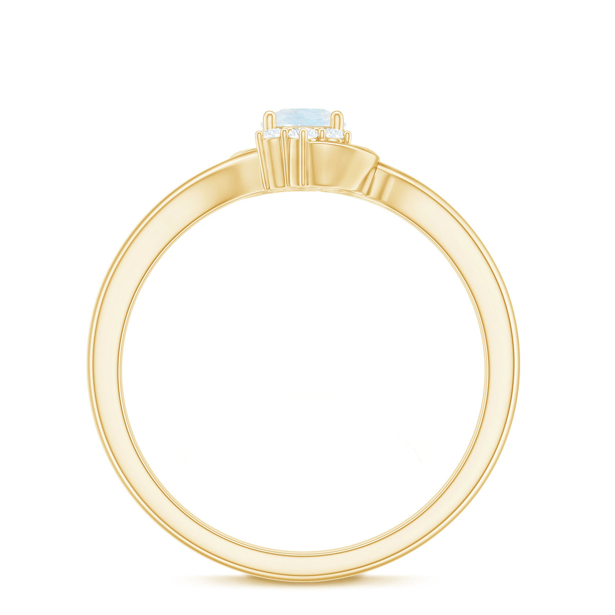 Rosec Jewels 1/2 CT moonstone and diamond bypass promise ring featuring a delicate band and sparkling gemstone accents.