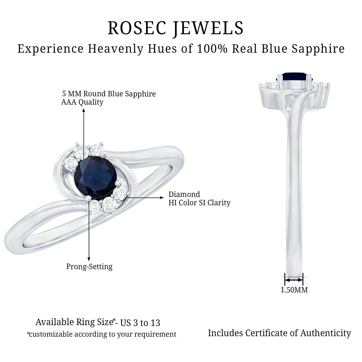 Certified 0.9 Carat Blue Sapphire and Diamond Proposal Ring