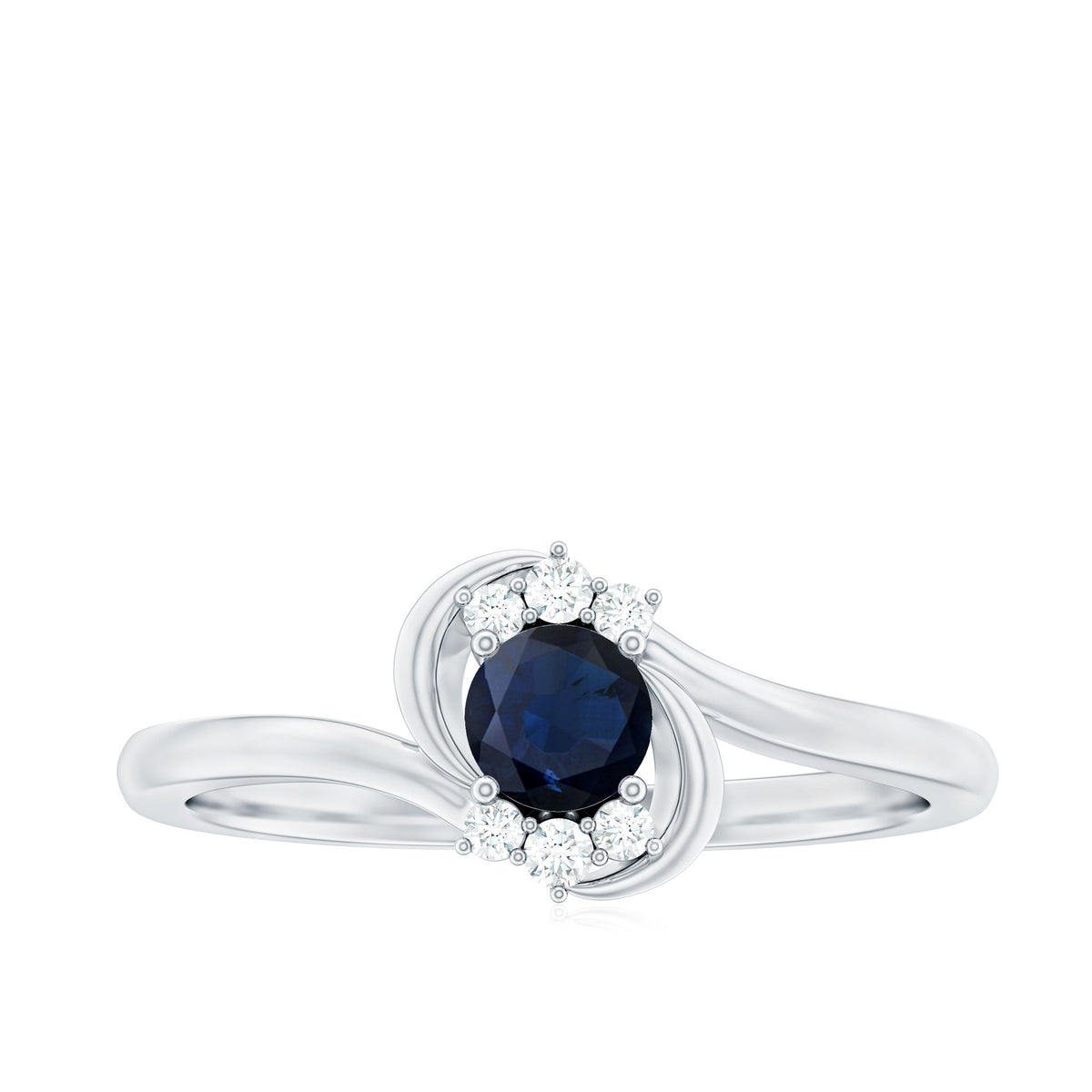 Certified 0.9 Carat Blue Sapphire and Diamond Proposal Ring