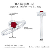 Genuine Ruby and Diamond Bypass Promise Ring