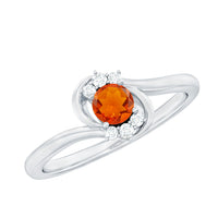 Rosec Jewels 1/4 Ct fire opal and diamond bypass promise ring with fiery orange gemstone and sparkling diamonds, gold band.