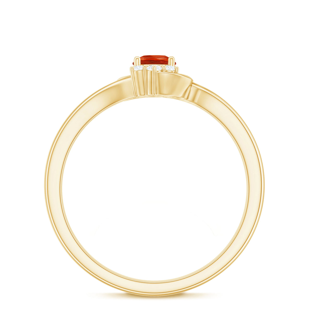 Fire opal and diamond bypass promise ring from Rosec Jewels, showcasing a 1/4 Ct center stone set in elegant gold band