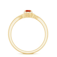 Fire opal and diamond bypass promise ring from Rosec Jewels, showcasing a 1/4 Ct center stone set in elegant gold band