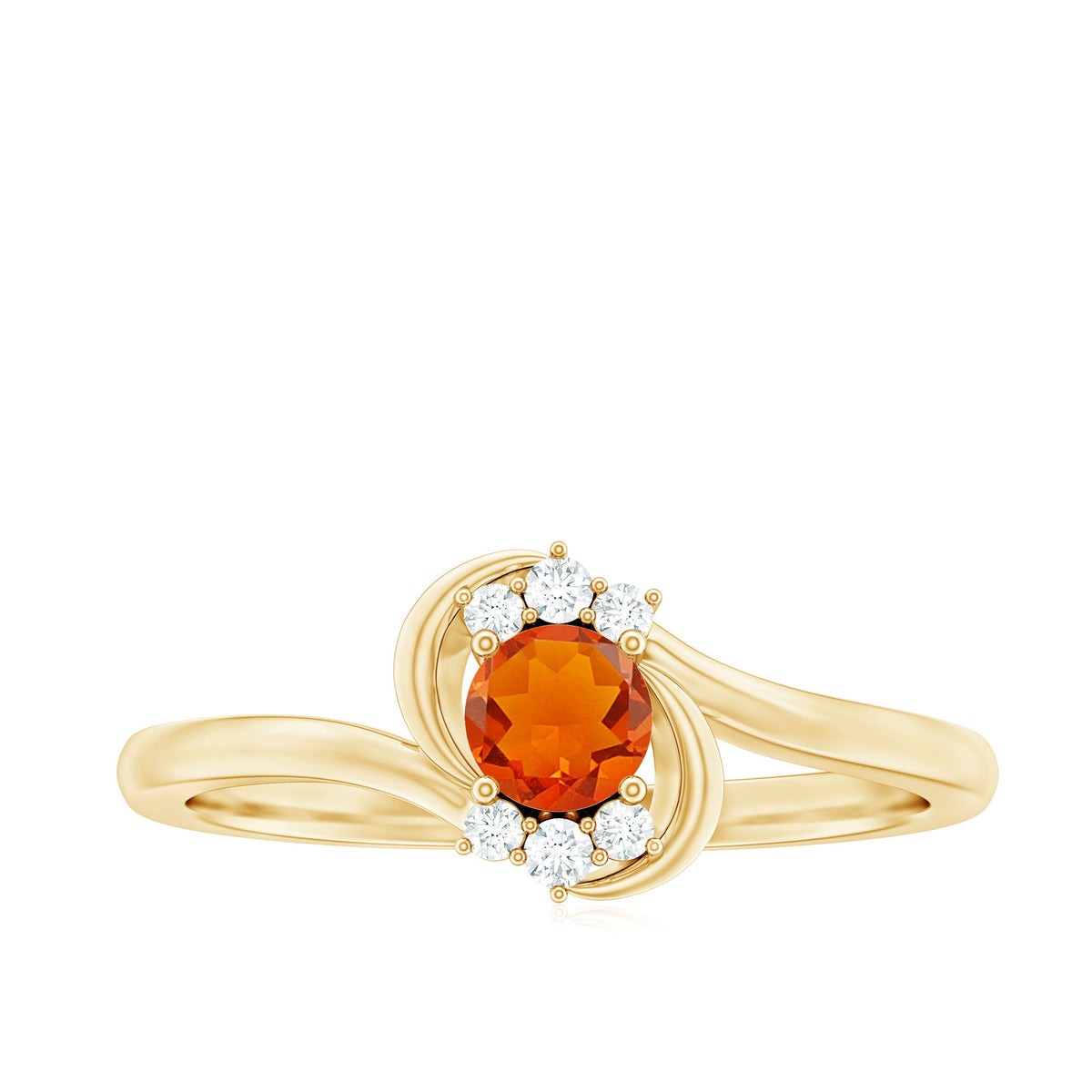 Diamond and fire opal bypass promise ring from Rosec Jewels, featuring 1/4 carat gemstones in a sleek, elegant design.
